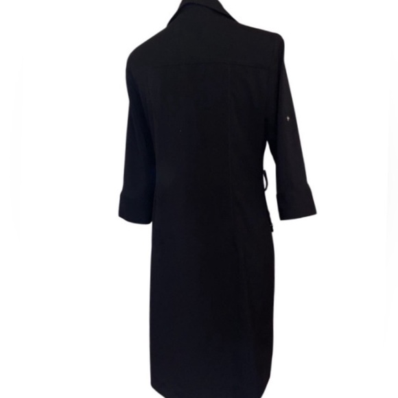 MICHAEL KORS Utility Midi Dress Front Zipper 3/4 Sleeves Black Size MEDIUM - Picture 3 of 8